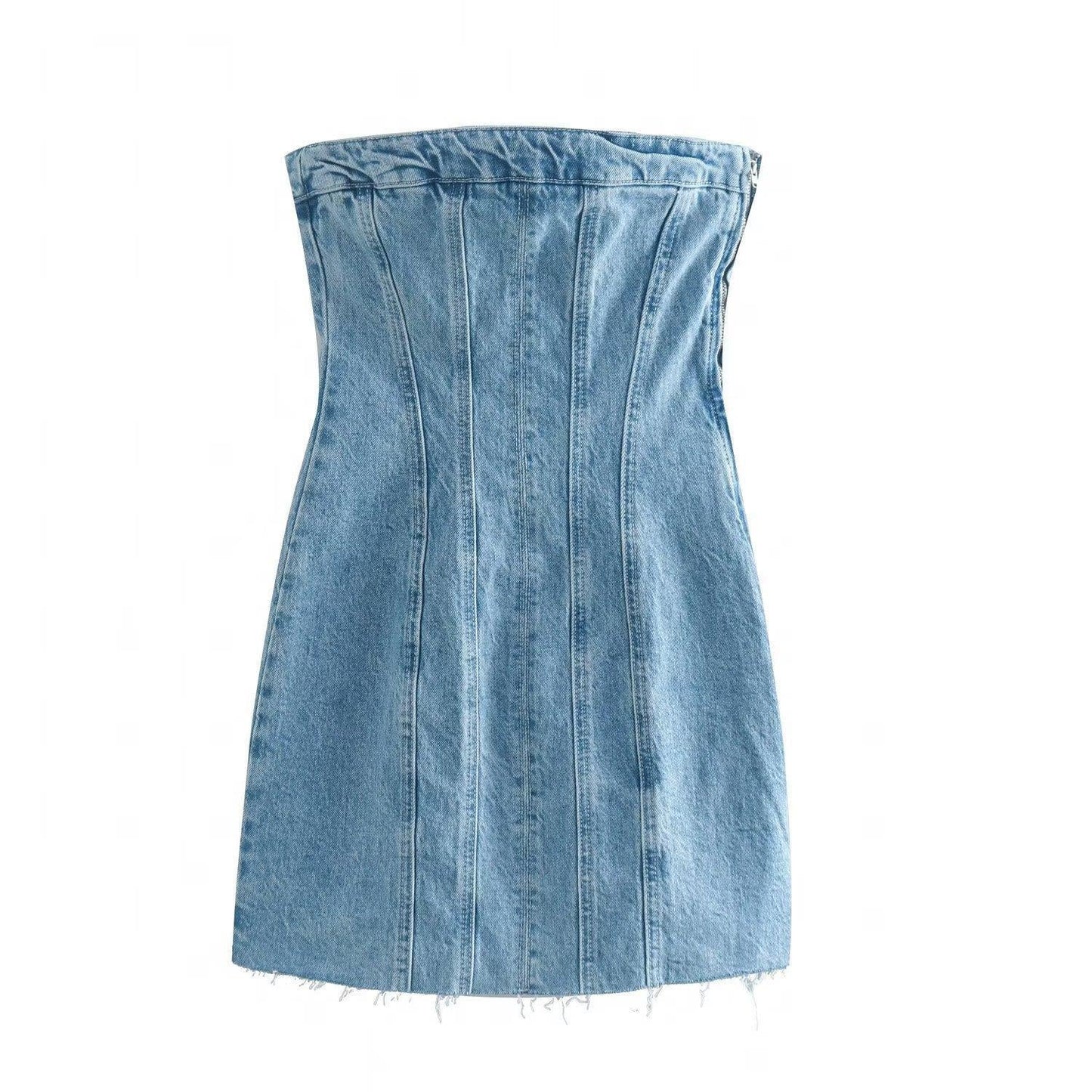 A stretch Marina mini dress, designed for comfort and style with its form-fitting silhouette and short length.