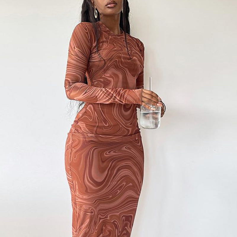 An eye-catching bodycon dress, designed to capture attention with its striking style and form-fitting silhouette.