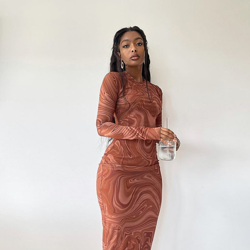 An eye-catching bodycon dress, designed to capture attention with its striking style and form-fitting silhouette.