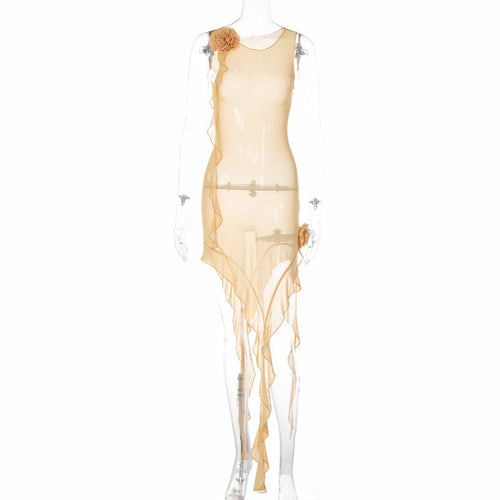 Mia Lace-up Mesh Dress