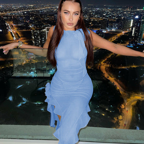 A sexy mesh lace-up dress, designed to be alluring and seductive with its mesh fabric and lace-up detailing.