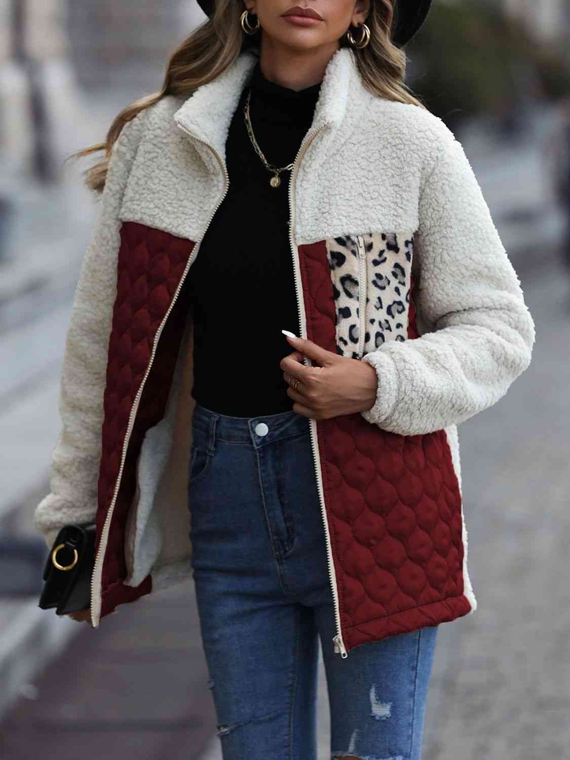 A zip-up jacket with convenient pockets, combining style and practicality for everyday wear.