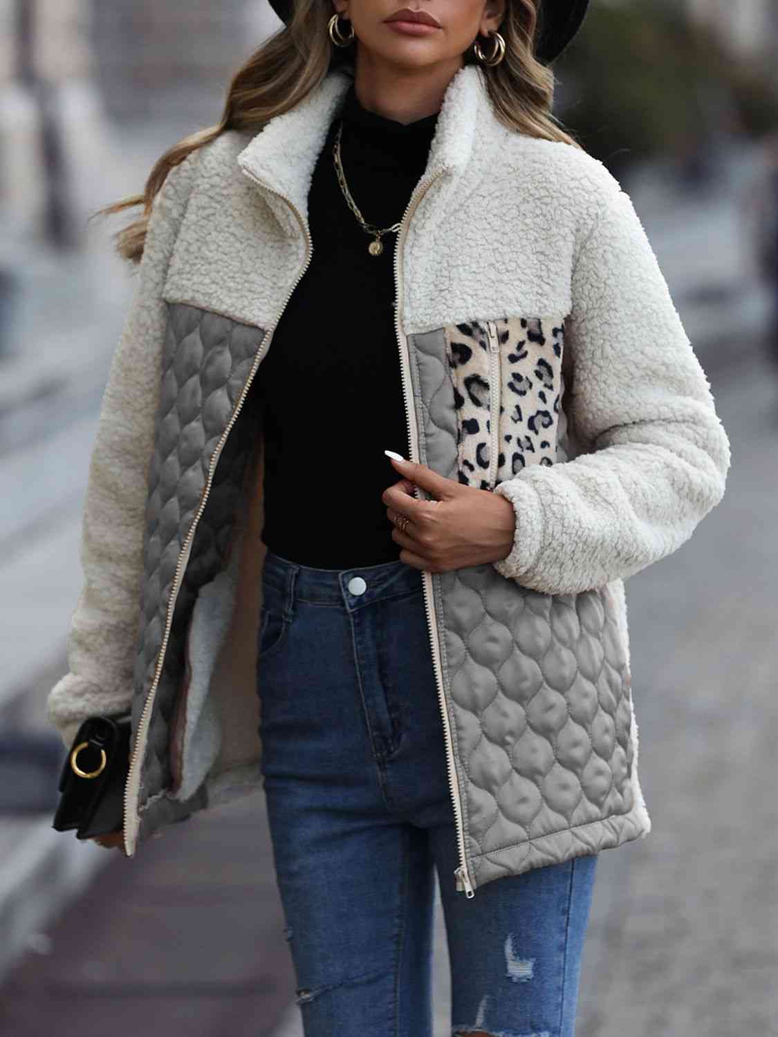A zip-up jacket with convenient pockets, combining style and practicality for everyday wear.