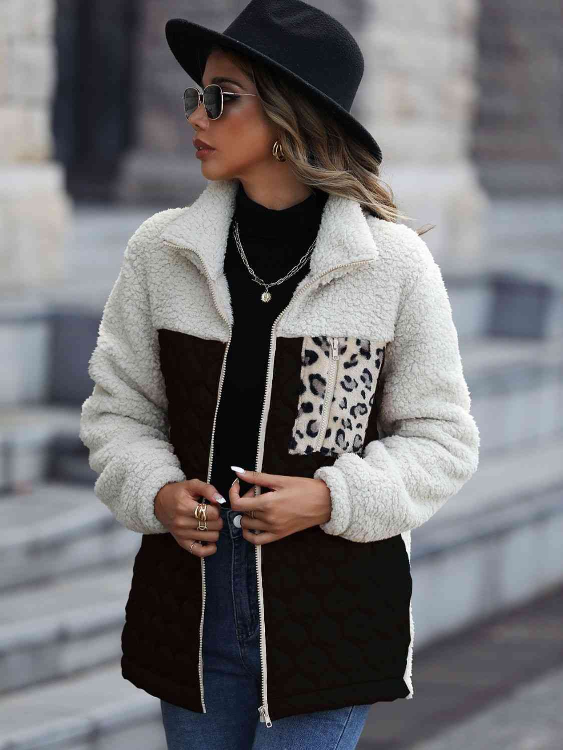 A zip-up jacket with convenient pockets, combining style and practicality for everyday wear.