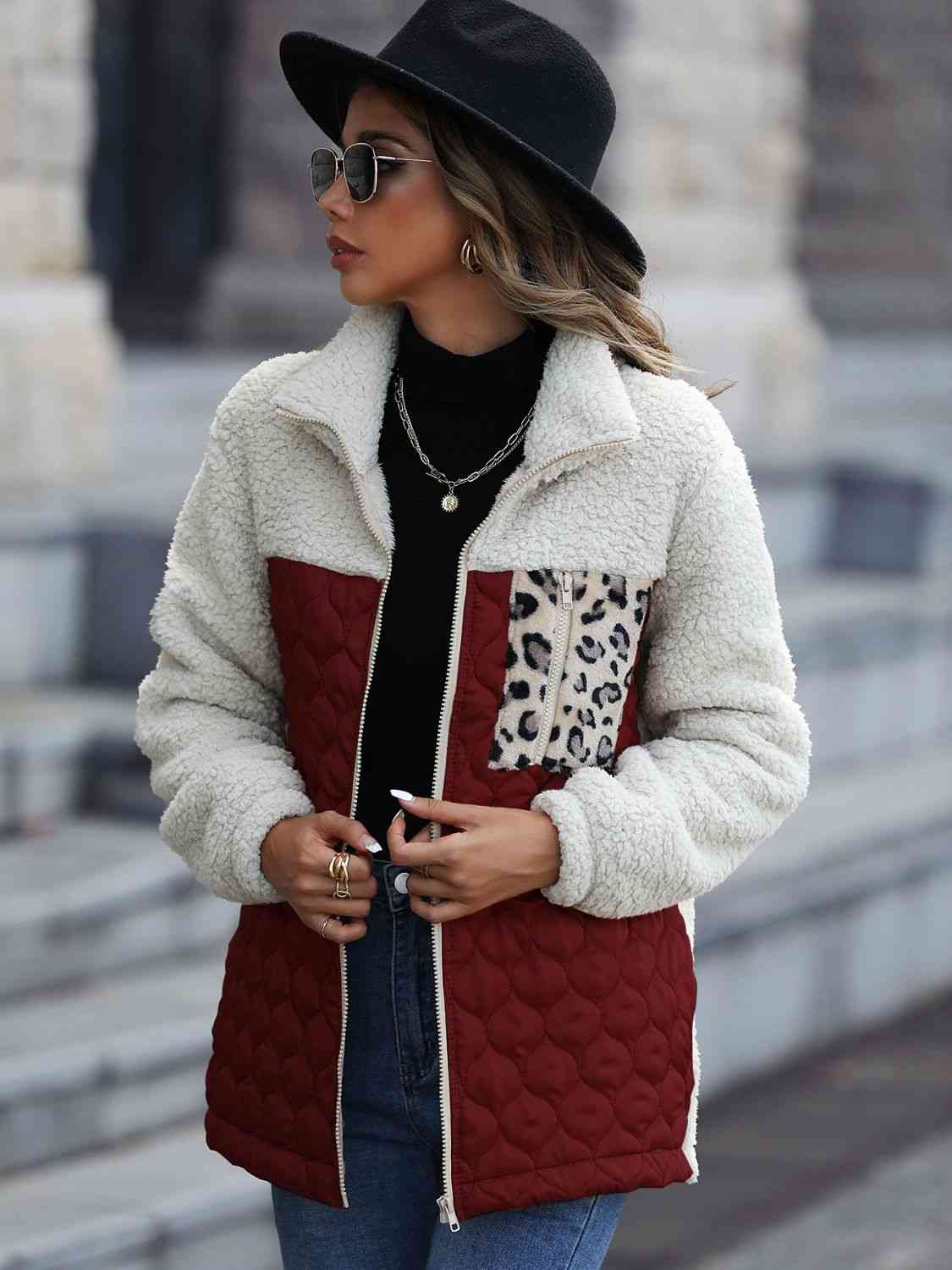 A zip-up jacket with convenient pockets, combining style and practicality for everyday wear.