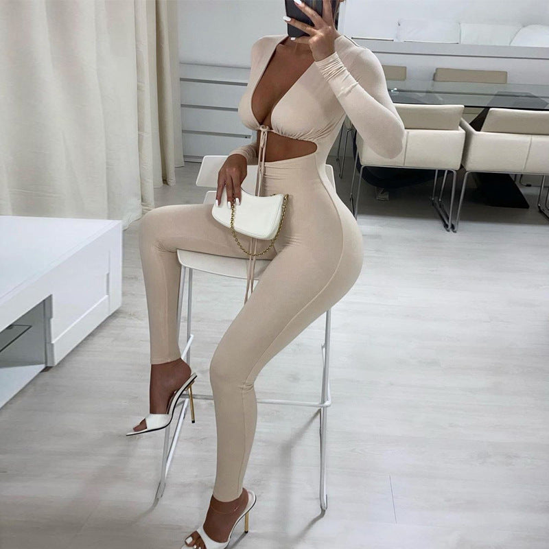 Polyester Jumpsuit: A fashionable one-piece garment made from durable and versatile polyester fabric, perfect for various occasions.