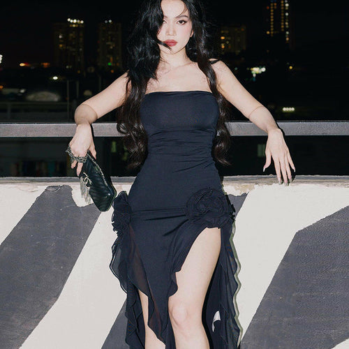 Embrace alluring elegance with our high-slit dress, designed to make a statement wherever you go.