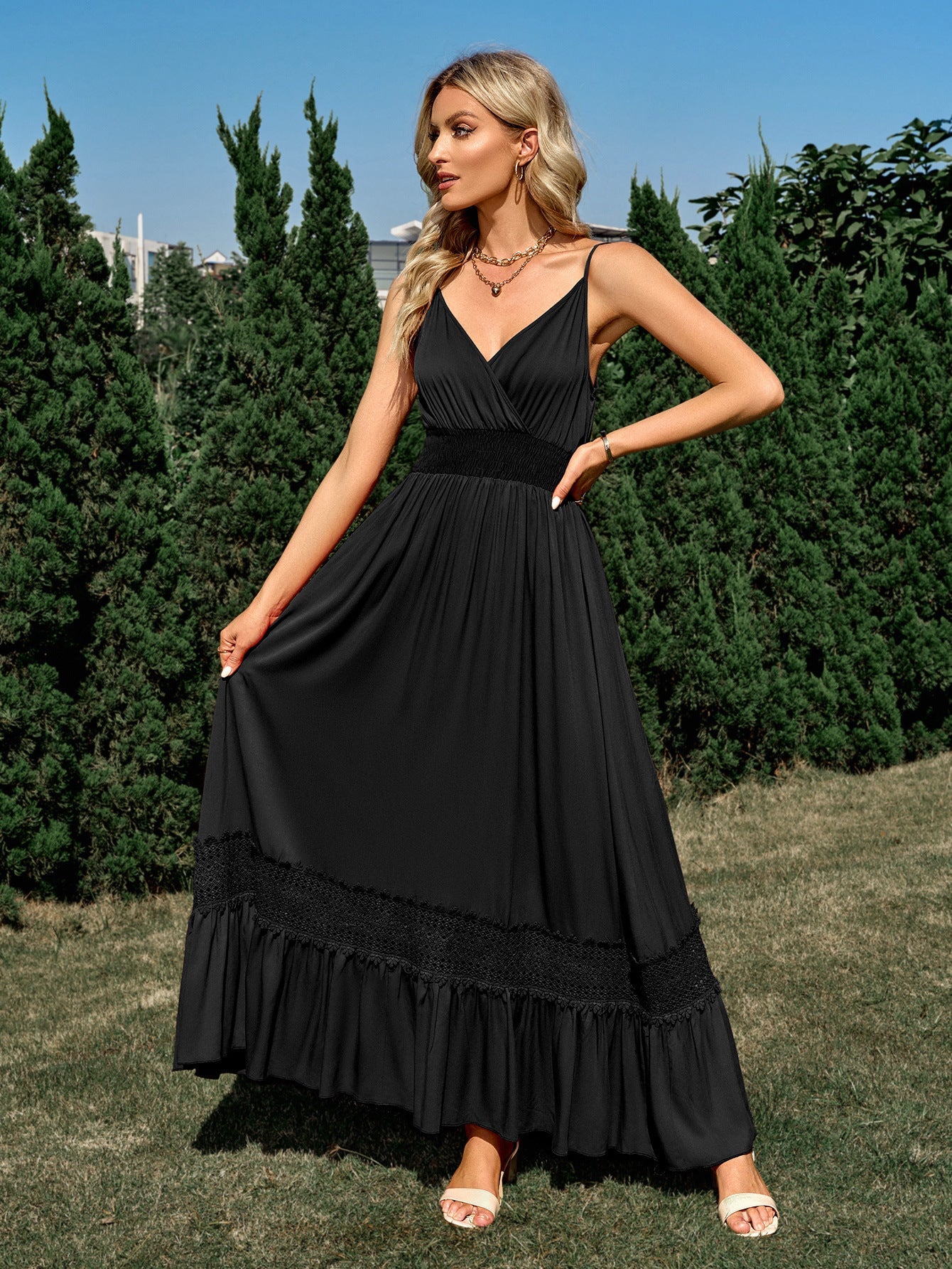 A maxi dress designed for a comfortable fit, offering a relaxed and easy-to-wear style, perfect for various occasions.