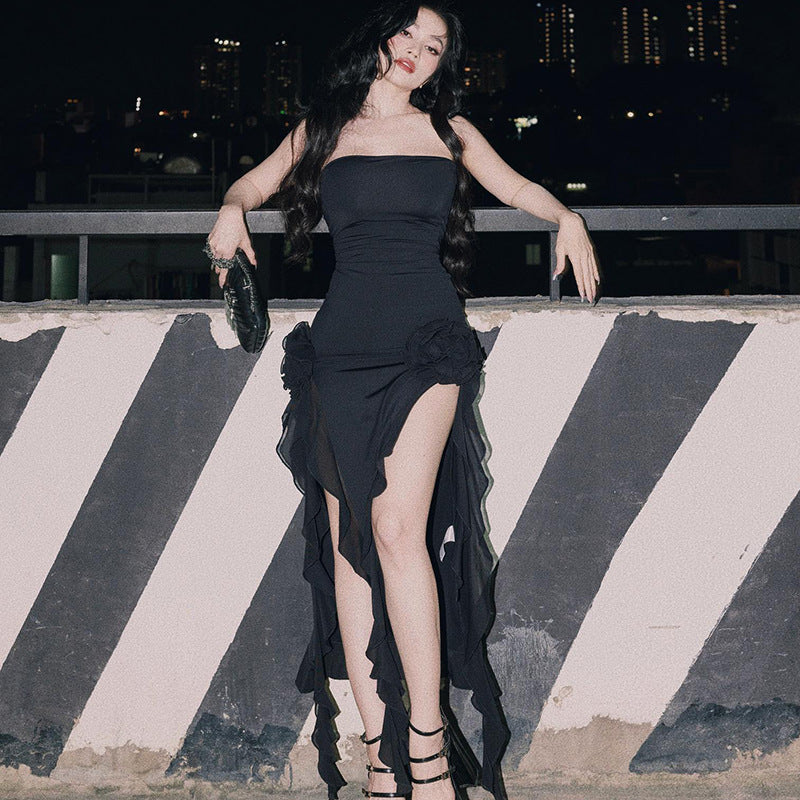 Embrace alluring elegance with our high-slit dress, designed to make a statement wherever you go.