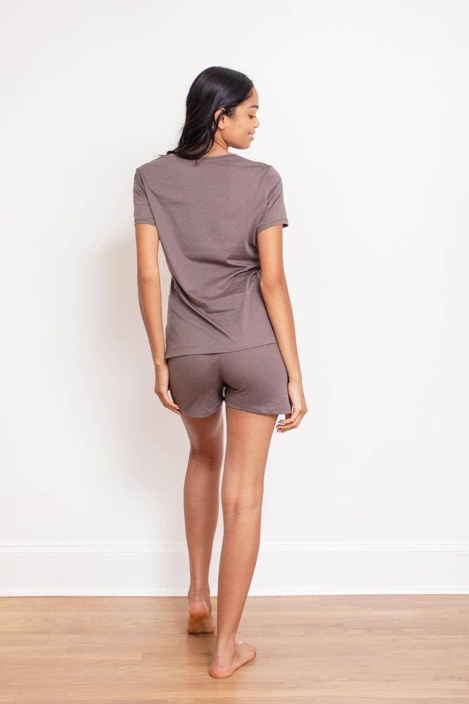 Tee & Short Set' displaying a coordinated ensemble with a casual tee paired with matching shorts, ideal for relaxed and comfortable lounging or outings.