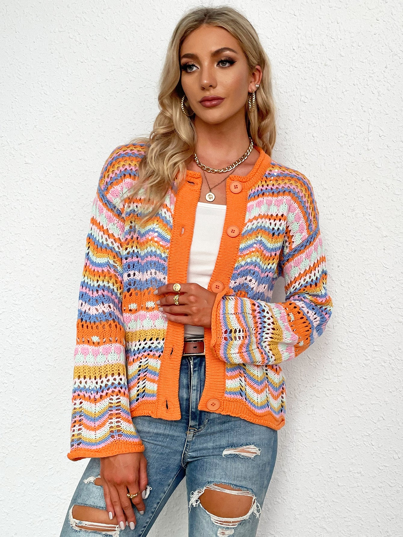 Elevate your style with our Chevron Stripes Cardigans. Discover chic and cozy fashion in our collection of women's striped cardigans designed for a versatile and comfortable look.