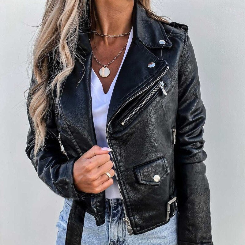 Biker Jacket' featuring a classic jacket with the iconic design elements of a motorcycle jacket, known for its edgy and timeless style.