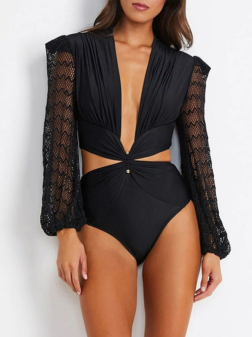 V-Neck Mesh Bodysuits: Stylish and alluring one-piece garments featuring a v-shaped neckline and mesh fabric, perfect for a chic and sultry look.