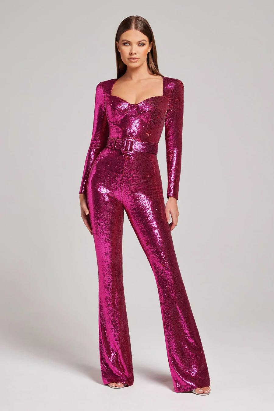 An eye-catching jumpsuit, designed to capture attention with its striking style and one-piece design.