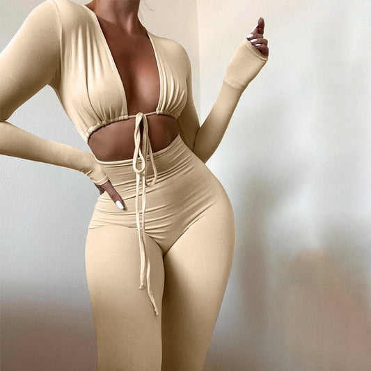 Polyester Jumpsuit: A fashionable one-piece garment made from durable and versatile polyester fabric, perfect for various occasions.