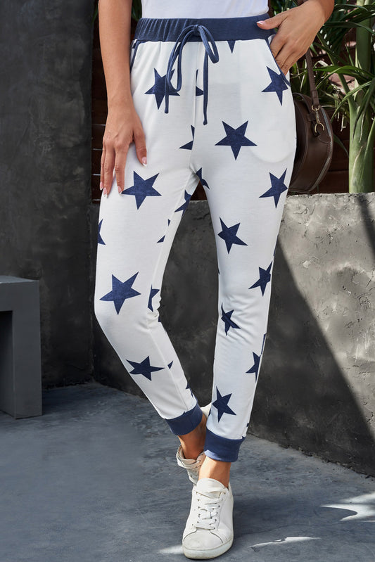 Star Print Joggers' featuring jogger pants adorned with a starry pattern, adding a trendy and playful element to your casual attire.