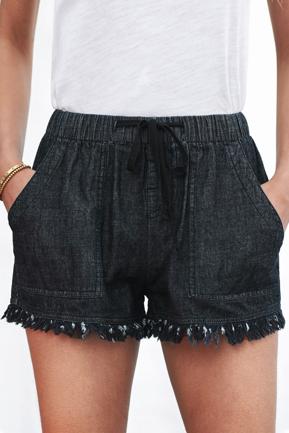 Stay casual and stylish with our timeless denim shorts, a wardrobe essential for warm days.